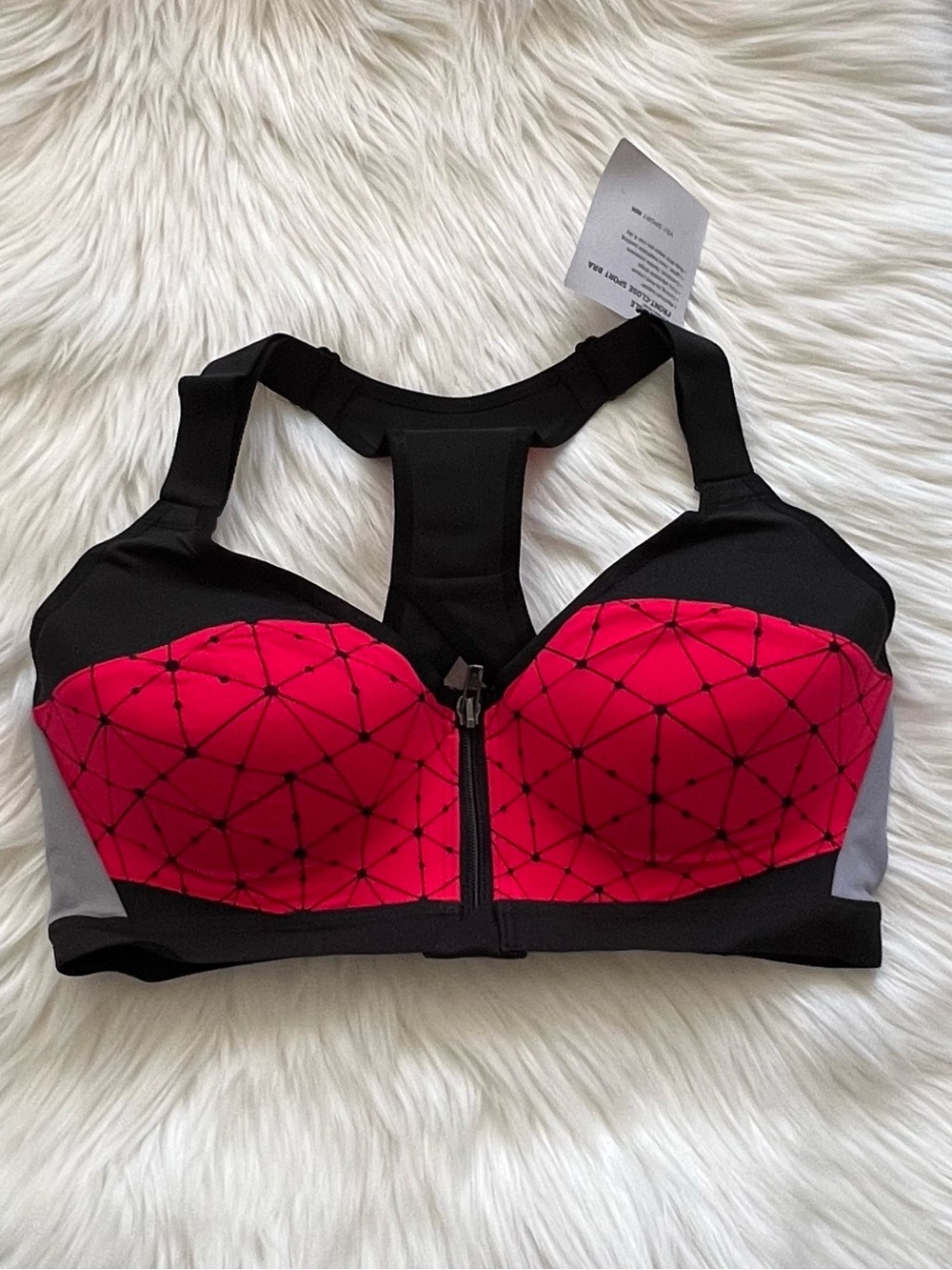 VSX Victoria’s Secret High-Impact Front-Zip Sports Bra - Black & Red